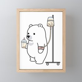 Bubble Tea Bear Framed Mini Art Print