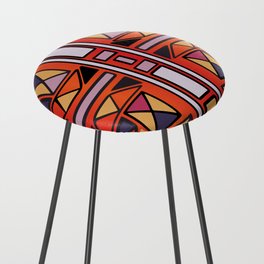 Modern Geometric Abstract with Red - Golden Age Counter Stool
