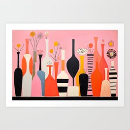 Retro Wine Glass Restaurant Abstract Matisse Style Vintage Art Print