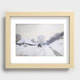 Claude Monet - Cart on the Snowy Road at Honfleur Recessed Framed Print