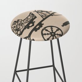Decorative Fretwork Design of Coach Pulled By A Wolf Bar Stool