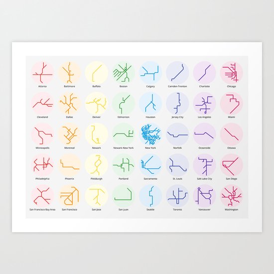 Mini Metros - U.S. and Canada (Spectrum) Art Print