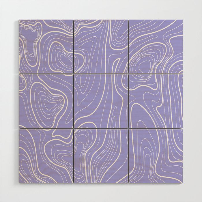 Lavender Solid Topographic Map Geometric Pattern Wood Wall Art