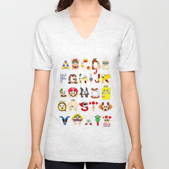 Super Mario Alphabet Unisex V-Neck