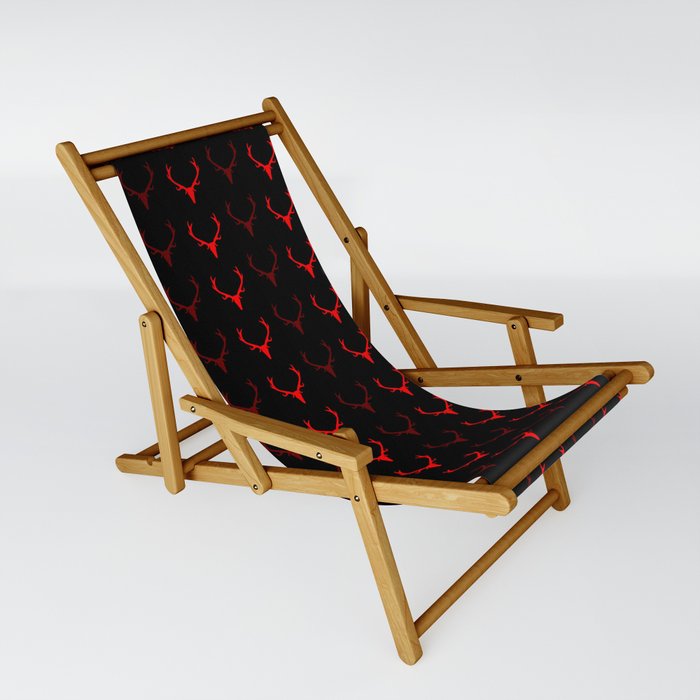 Deer Antler Pattern red dark mode Sling Chair