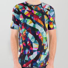 Wavy Lines Low Poly Geometric Triangles All Over Graphic Tee