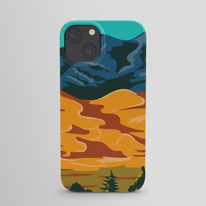 Great Sand Dunes National Park and Preserve in Colorado United States WPA Poster Art Color iPhone Case
