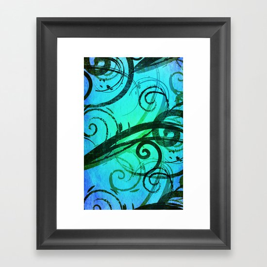 Blue Rustic Swirls Framed Art Print