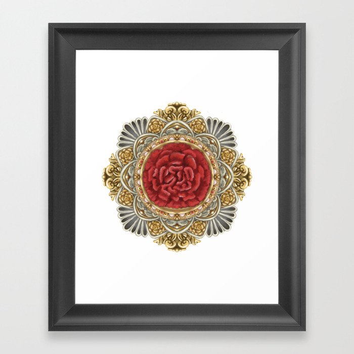 Carnation Mandala Framed Art Print