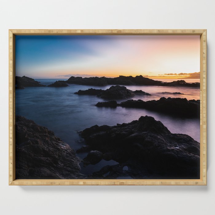Wonderful sunset: powerful and calm vibes with exploding colors Serving Tray