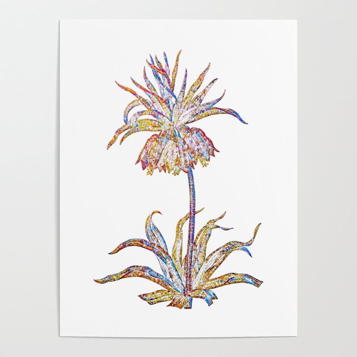 Floral Fritillaries Mosaic on White Poster