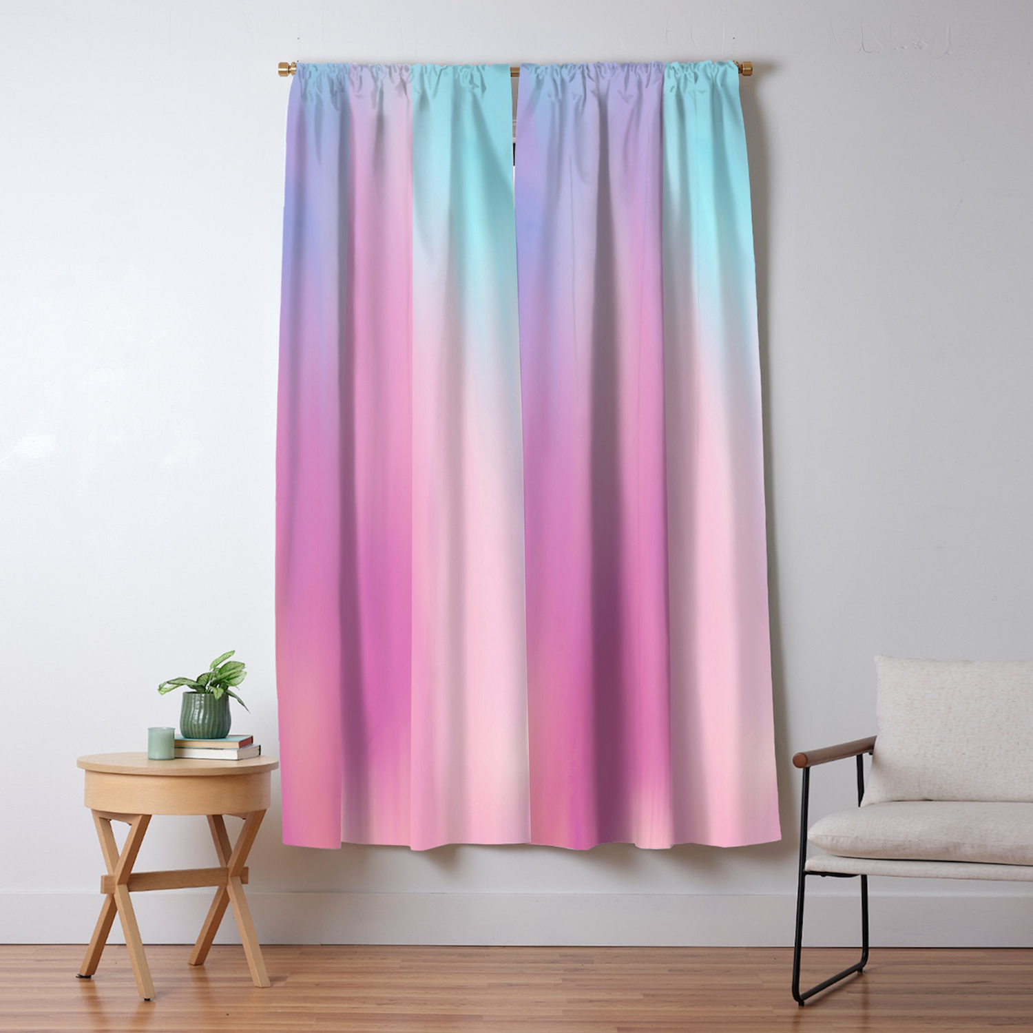 Abstract Teal Pink Watercolor Artistic Brushstrokes Blackout