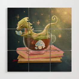 Reading Dragon in a Tea Cup Wood Wall Art