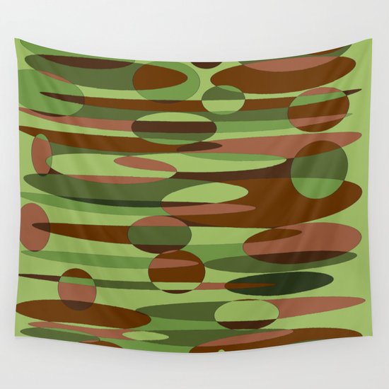 Trendy Green and Brown Camouflage Spheres Wall Tapestry