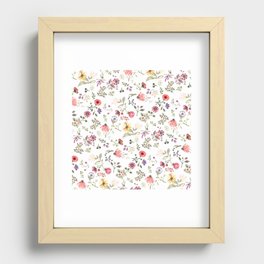 Delicate Watercolor Flower Pattern Recessed Framed Print
