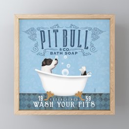 Pitbull pit bull pitties dog bath tub clawfoot bubble bath soap wash your pits  Framed Mini Art Print