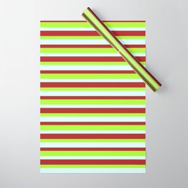 [ Thumbnail: Light Green, Light Cyan, and Red Colored Striped/Lined Pattern Wrapping Paper ]