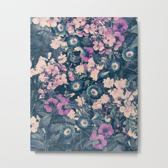 Floral Nights Space Dreams Metal Print