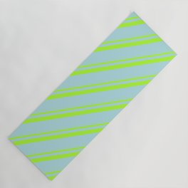 [ Thumbnail: Light Green & Powder Blue Colored Stripes/Lines Pattern Yoga Mat ]