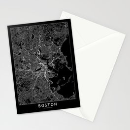 Boston Black Map Stationery Card