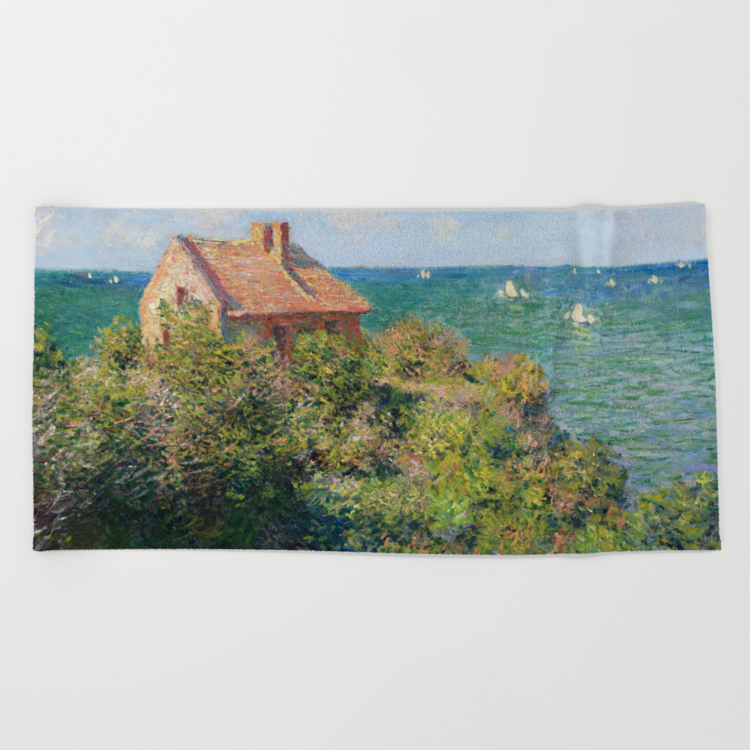 Fisherman S Cottage On The Cliffs At Varengeville Claude Monet Beach Towel By Historystuff Society6