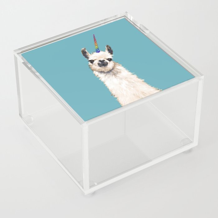 Unicorn Llama Blue Acrylic Box