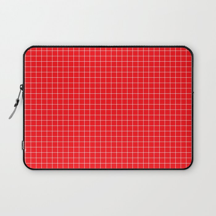Red Grid White Line Laptop Sleeve