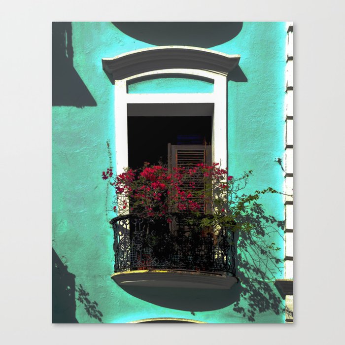 Puerto rican balcony and flowers Canvas Print