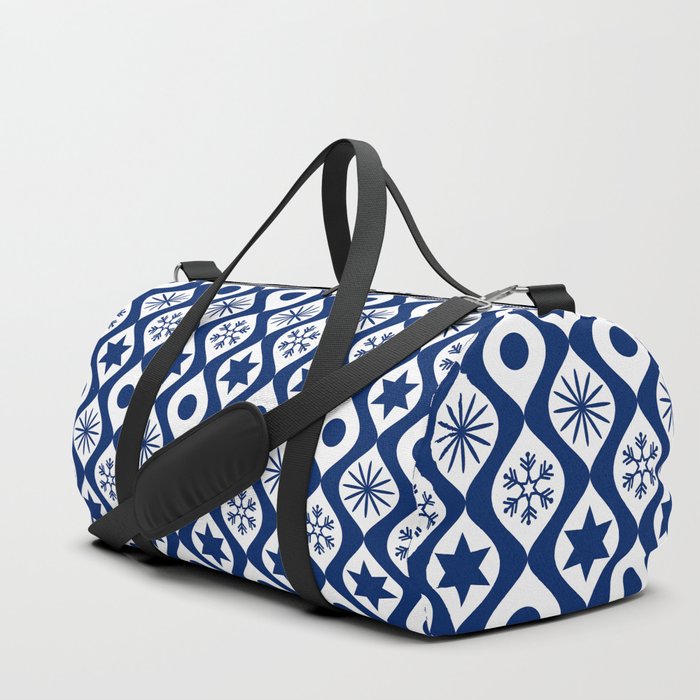 Blue Retro Christmas Pattern Duffle Bag