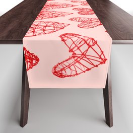 Wire Hearts Pattern in Pink Table Runner