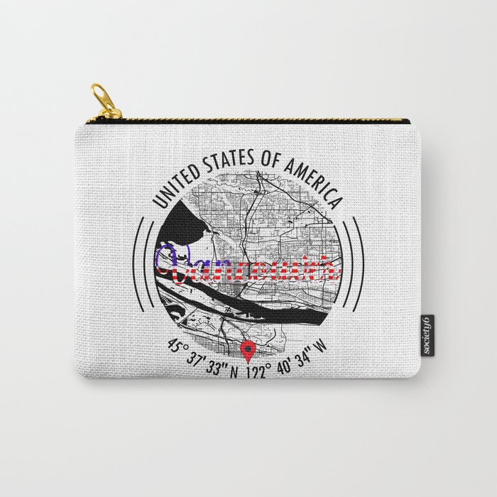 Vancouver, USA Road Map Art - Earth Tones Carry-All Pouch