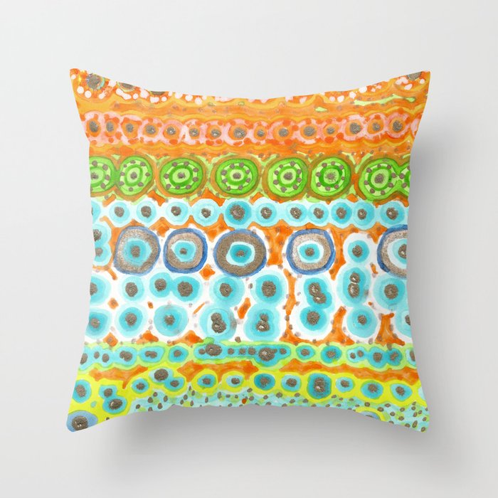 Happy Circle Pattern with Gold Throw Pillow