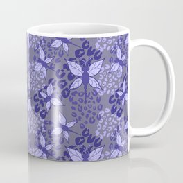 Dragonflies and Leopard Print Coffee Mug | Dragonflies, Purple, Leopardprint, Drawing, Digitaldrawing, Gray, Lavender, Dragonfly 