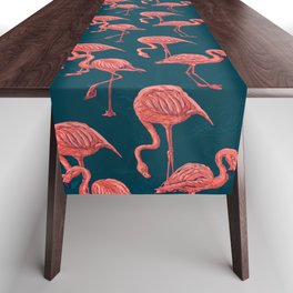 Living coral flamingo pattern  Table Runner