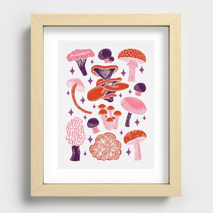 Texas Mushrooms – Red, Pink, and Purple Recessed Framed Print