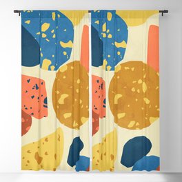 Stone terrazzo yellow orange blue Blackout Curtain