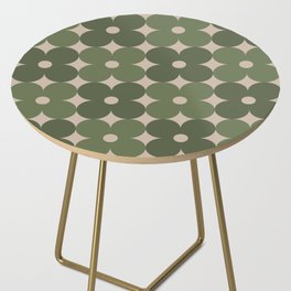 Retro Flower Geometric Pattern in Green Tones Side Table