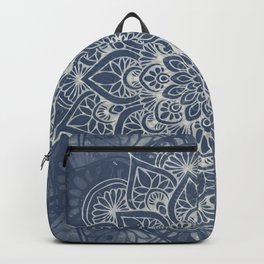 Boho Mandala, Flower, Navy Blue Backpack