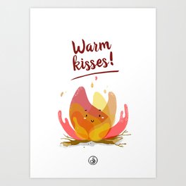 Christmas Card - Warm Kisses! Art Print | Card, Illustration, Christmas, Fire, Drawing, Warm, Cute, Stationary, Digital, Soyasama 