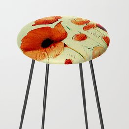 Abstract Watercolor Pretty Poppy Wildflower Poppies Counter Stool