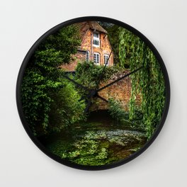 House By The River Wall Clock | Brickbridge, Chalkstream, Oldbuildings, Clearwater, Stream, Hampshire, Tranquil, Quiet, Archedbridge, Restfulscene 