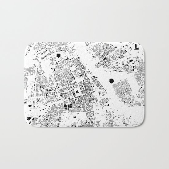 Warszawa Map Schwarzplan Only Buildings Bath Mat