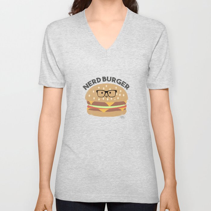 Nerd Burger V Neck T Shirt