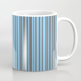 [ Thumbnail: Dim Gray and Light Sky Blue Colored Striped/Lined Pattern Coffee Mug ]
