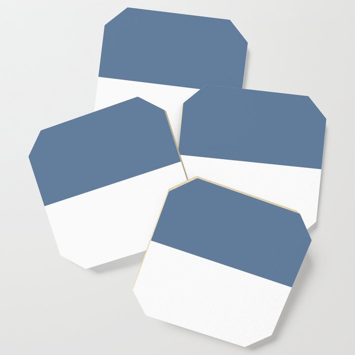 Slate Blue And White Split in Horizontal Halves Coaster