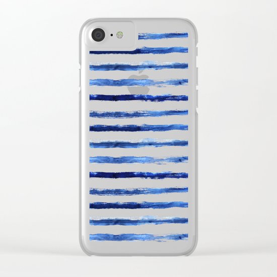 Blue grungy stripes Clear iPhone Case