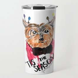 Holiday Dog, Tis the Season, Pinales Illustrated Travel Mug