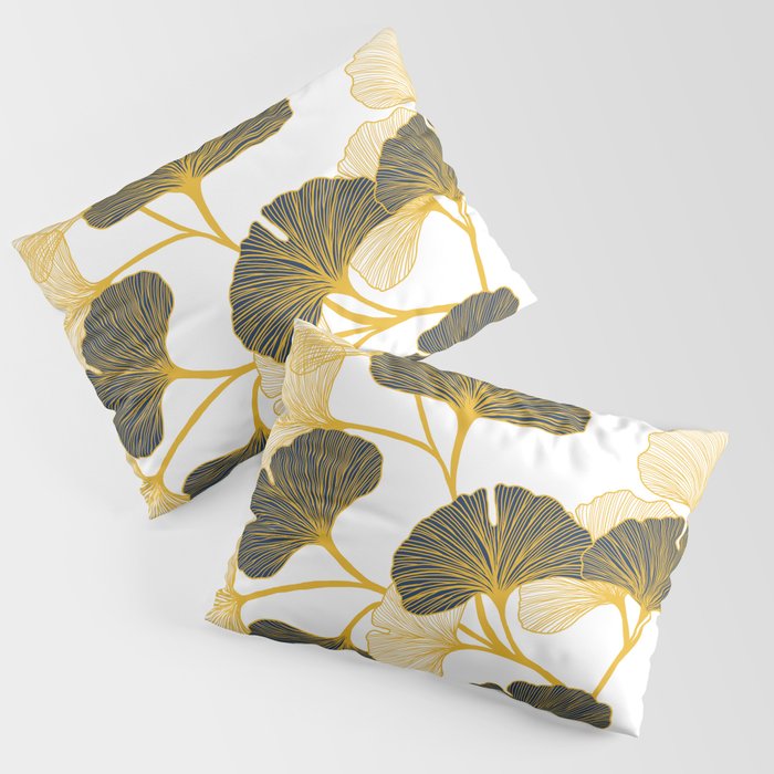 Golden Gingko Design Pillow Sham