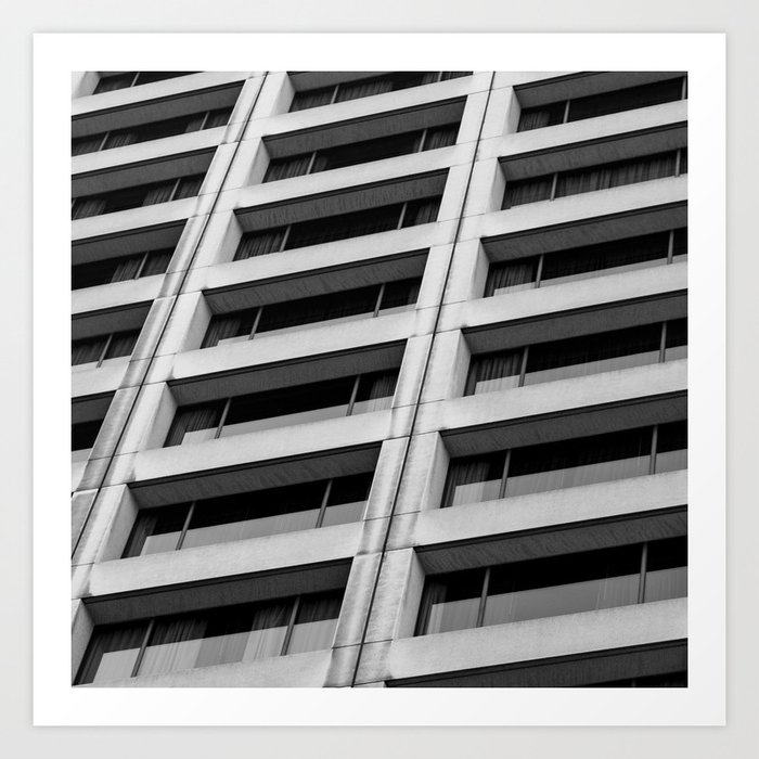 Black and White Apartment Windows Art Print