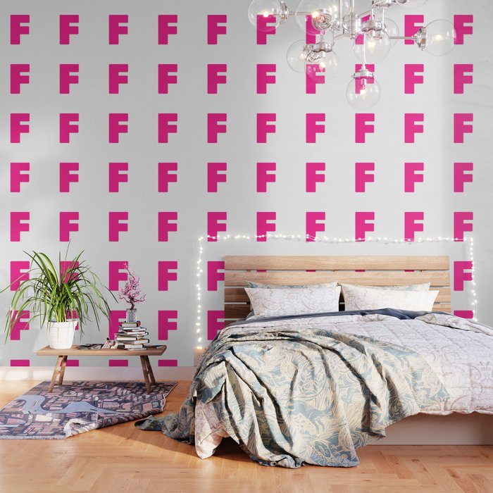 F (Dark Pink & White Letter) Wallpaper